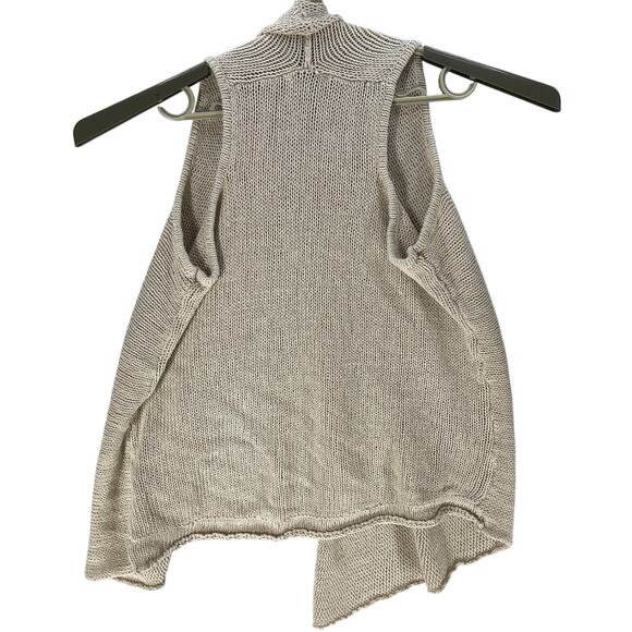 CAbi Cardigan Sweater Open Front Size M Beige Sleeveless Linen Cotton Lagnenlook - Picture 3 of 7